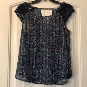 Blue floral blouse
